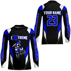 Maxcorners Motocross Racing Jersey Blue Off-road Riding Dirt Bike Shirt For Kid Men Women MT2709