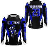 Maxcorners Motocross Racing Jersey Blue Off-road Riding Dirt Bike Shirt For Kid Men Women MT2709