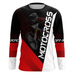 Maxcorners Motocross Racing Jersey Upf30+ Dirt Bike Shirt Red Motorcycle Off-Road Shirt MT2709