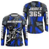 Maxcorners Blue Motocross Jersey Custom Dirt Bike Motorcycle Racing Shirt For Kid Men Women MT2709