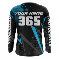 Maxcorners Motocross Racing Jersey Men Women Kid Upf30+ Dirt Bike Shirt Youth Adult Off-Road Light Blue MT2709