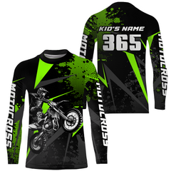 Maxcorners Motocross Racing Jersey Men Women Kid Upf30+ Dirt Bike Shirt Youth Adult Off-Road Navy Green MT2709
