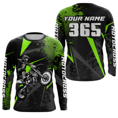 Maxcorners Motocross Racing Jersey Men Women Kid Upf30+ Dirt Bike Shirt Youth Adult Off-Road Navy Green MT2709
