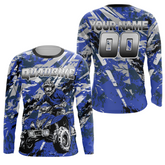 Maxcorners ATV Motocross Racing Jersey Blue Upf30+ ATV Quad Bike Jersey Off-road Men Kid Women MT2809