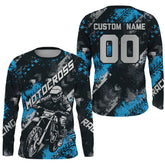 Maxcorners Blue Motocross Racing Jersey Men Kid Women Upf30+ Dirt Bike Shirt MX Off-Road Jersey XM247 MT2809