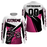 Maxcorners Pink Motocross Jersey Upf30+ Dirt Bike Racing Shirt Women & Girl Off-Road Jersey XM272 MT2809
