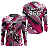 Maxcorners Pink Motocross Racing Jersey Women Kid Girl Upf30+ Dirt Bike Shirt Off-Road MX XM274 MT2809