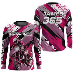 Maxcorners Pink Motocross Racing Jersey Women Kid Girl Upf30+ Dirt Bike Shirt Off-Road MX XM274 MT2809