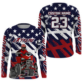 Maxcorners ATV Motocross Racing Jersey American Flag Upf30+ Youth Quad Bike Shirt Men Kid Off-Road MT2809