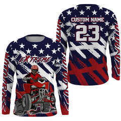 Maxcorners ATV Motocross Racing Jersey American Flag Upf30+ Youth Quad Bike Shirt Men Kid Off-Road MT2809