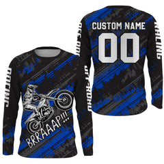 Maxcorners Kid Men Motocross Jersey Personalized Upf30+ Blue Dirt Bike Shirt MX Racing Jersey MT2809