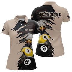 Maxcorners Personalized American Flag Eagle 8 & 9 Billiard Jersey for Men Billiard Shirt Polo & 1/4 Zip