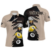 Maxcorners Personalized American Flag Eagle 8 & 9 Billiard Jersey for Men Billiard Shirt Polo & 1/4 Zip