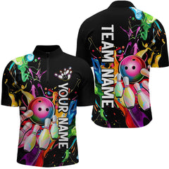 Maxcorners Colorful Bowling Shirt Bowling Jersey Men Personalized Bowling Team Jersey Polo & 1/4 Zip LM0803