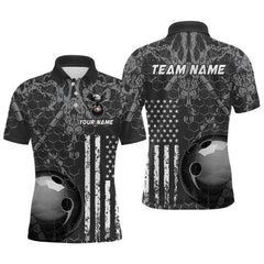 Maxcorners Custom Eagle US Flag Bowling Men Bowling Shirt Polo & Quarter-Zip Bowling Team Jerseys MT2306