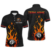 Maxcorners Custom 8 Ball Flame Billiard Shirts for Men Billiard Team Jerseys Polo & 1/4 Zip Shirts LM2206