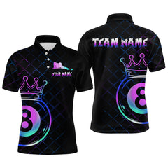Maxcorners Custom Neon 8 Ball Crown Billiard Shirts for Men Billiard Team Jerseys Polo & 1/4 Zip Shirts LM2206