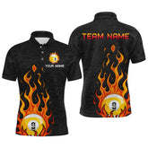 Maxcorners Custom 9 Ball Flaming Billiard Shirts for Men Billiard Team Shirts Billiard League LM2007