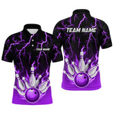 Maxcorners Purple Thunder Bowling Custom Men Bowling Shirt Polo & Quarter-Zip Bowling Team Shirts LM1625