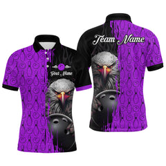 Maxcorners Purple Eagle Bowling Custom Men Bowling Shirt Polo & Quarter-Zip Bowling Team Jerseys LM263