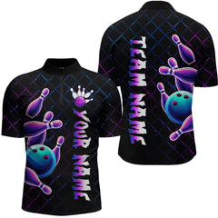 Maxcorners Neon Bowling Custom Men Bowling Shirt Polo & Quarter-Zip Bowling Team Jerseys LM1625