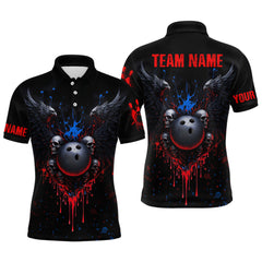 Maxcorners Custom Eagle Skull Bowling Men Shirts Bowling Uniform Polo & 1/4 Zip Bowling Team Jerseys TU2907