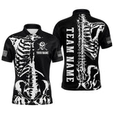 Maxcorners Custom Skull Bone 8 Ball Billiard Shirts for Men Billiard Team Jerseys Polo & 1/4 Zip Shirts MT1706