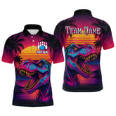 Maxcorners Custom Neon Dinosaur Bowling Men Bowling Shirt Polo & Quarter-Zip Bowling Team Jerseys LM0706