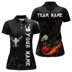 Maxcorners Custom Black Eagle Bowling Men Bowling Shirt Polo & Quarter-Zip Bowling Team Jerseys LM0706