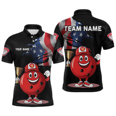 Maxcorners Custom Funny Bowling Jersey for Men Bowling Team Shirts Bowling Uniform Polo & 1/4 Zip TU0212