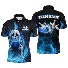 Maxcorners Custom Funny Ghost Halloween Bowling Jersey for Men Polo & 1/4 Zip Bowling Team Shirts MT2009