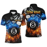 Maxcorners Custom Flame 8 Ball Billiard Shirts for Men Billiard Team Jerseys Polo & 1/4 Zip Shirts MT1706