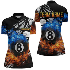 Maxcorners Custom Flame 8 Ball Billiard Shirts for Men Billiard Team Jerseys Polo & 1/4 Zip Shirts MT1706