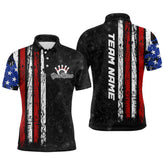 Maxcorners American Flag Bowling Custom Men Bowling Shirt Polo & Quarter-Zip Bowling Team Jerseys LM283