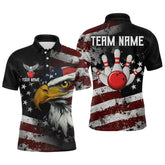 Maxcorners Custom US Eagle Bowling Jersey for Men Bowling Team Shirts Bowling Uniform Polo & 1/4 Zip LM0412