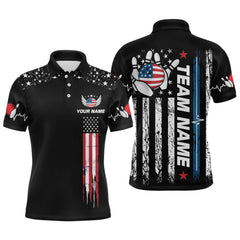 Maxcorners American Flag Bowling Custom Men Bowling Shirt Polo & Quarter-Zip Bowling Team Jerseys LM014