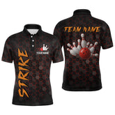 Maxcorners Custom Strike Red Bowling Men Bowling Shirt Polo & Quarter-Zip Bowling Team Jerseys LM0706