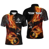 Maxcorners Custom Flaming US Flag Eagle Billiard Jersey for Men Billiard Shirt Billiard Gifts Polo & 1/4 Zip LM0607