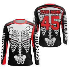 Maxcorners Red Bone Motocross Racing Jersey UPF30+ MX Racing Dirt Bike Jersey Kid Men Women LM2809