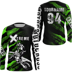 Maxcorners Custom Green Motocross Jersey Racing Shirts UPF30+ Dirt Bike Jersey Kid Men Women LM2809