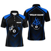 Maxcorners Customized Blue 8 Ball Pool Crown Men'S Billiard Shirts, Billiard Team Shirts Polo & 1/4 Zip Shirts