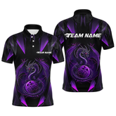 Maxcorners Purple Dragon Personalized Bowling Shirts For Men, Bowling Team Shirt Polo & Quarter-Zip