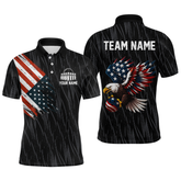 Maxcorners Custom American Flag Eagle Bowling Men Polo & 1/4 Zip Shirts Bowling Team Jerseys LM3006