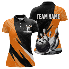 Maxcorners Custom Orange Bowling Custom Men Bowling Shirt Polo & Quarter-Zip Bowling Team Jerseys LM0706