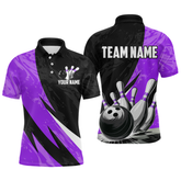 Maxcorners Custom Purple Bowling Custom Men Bowling Shirt Polo & Quarter-Zip Bowling Team Jerseys LM0706