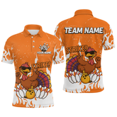 Maxcorners Custom Orange Funny Turkey Bowling Jersey for Men Thanksgiving Bowling Team Shirts LM2408