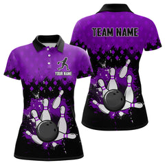 Maxcorners Purple Bowling Jersey Men And Women Custom Bowling Shirts Unisex Polo Bowling Team Shirt