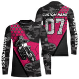 Maxcorners Pink Motocross Jersey Upf30+ Custom Dirt Bike Jersey Mens Women Off-Road Jersey Adult&Kid MT2809