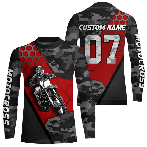 Maxcorners Red Motocross Jersey Upf30+ Custom Dirt Bike Jersey Mens Women Off-Road Jersey Adult&Kid MT2809