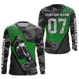 Maxcorners Green Motocross Jersey Upf30+ Custom Dirt Bike Jersey Mens Women Off-Road Jersey Adult&Kid MT2809